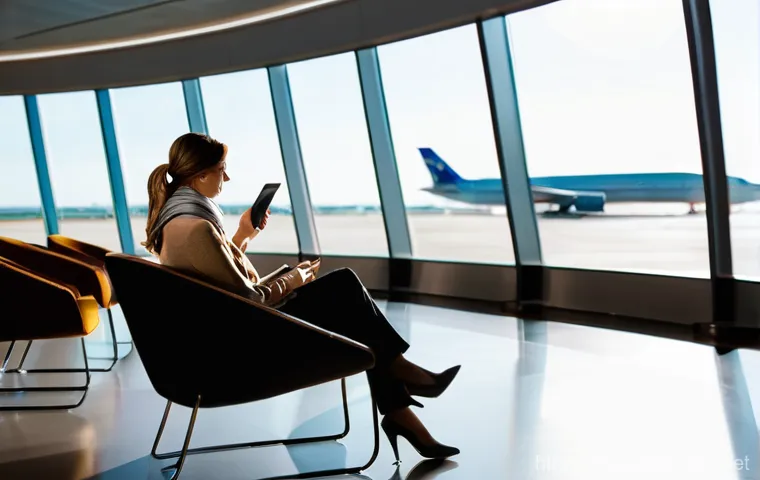 부룬디로 가는 항공편 - **Prompt 1: Modern Airport Hub Relaxation**
    A sleek, wide-angle shot of a traveler, a woman in h...