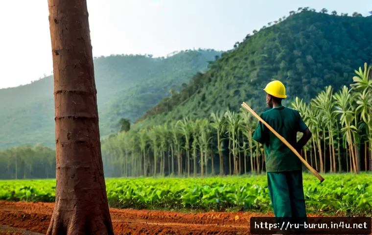 부룬디 티크목 생산 - Photorealistic sustainable teakwood production in rural Burundi, a skilled adult forestry worker in ...
